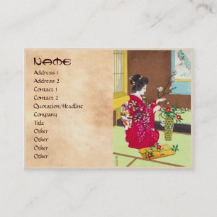Shiro Kasamatsu Ikebana japan flowers lady scene Business Card