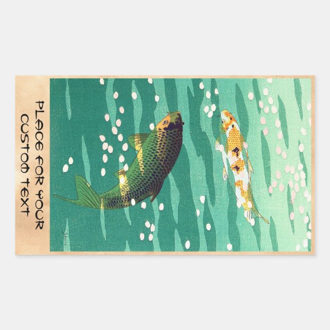 Shiro Kasamatsu Karp Koi fish pond japanese art Rectangular Sticker (Front)