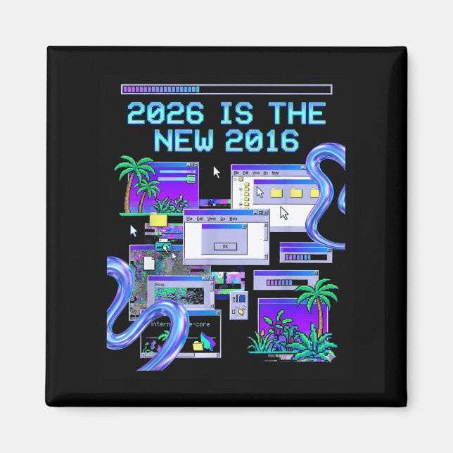 Shirt 2016 Vaporwave Pixel Computer Aesthetic Magnet (Front)