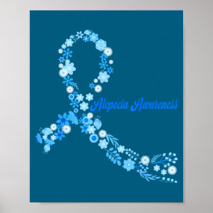Shirt Alopecia Awareness Hippie Flower Blue Poster