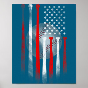 Shirt American Flag Vintage Baseball Flag Poster