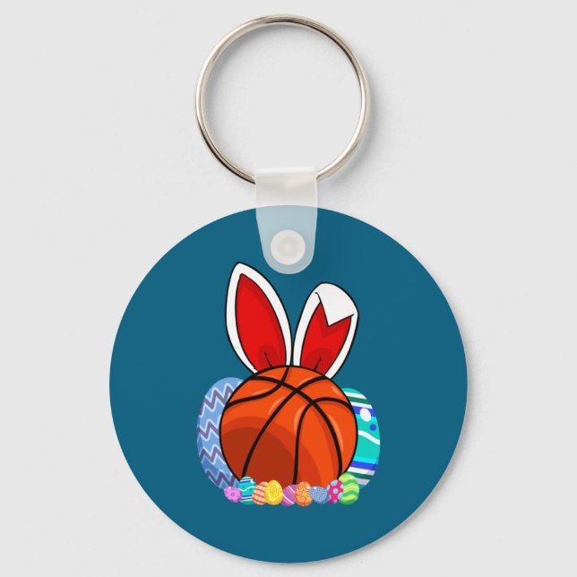 Shirt Basketball Easter Egg Bunny Key Ring (Front)