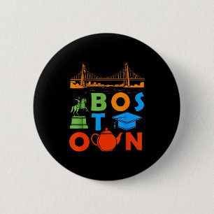 Shirt Boston Massachusetts Souvenir Boston Bridge 6 Cm Round Badge