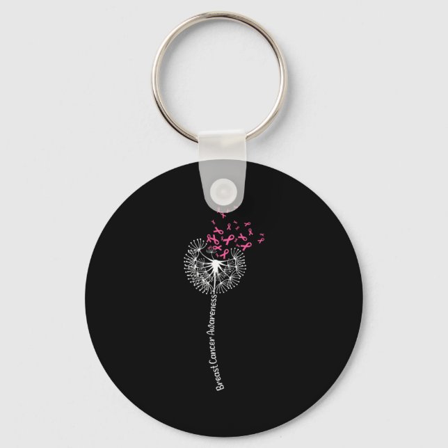 Shirt Breast Cancer Awareness Flower Pink Key Ring (Front)