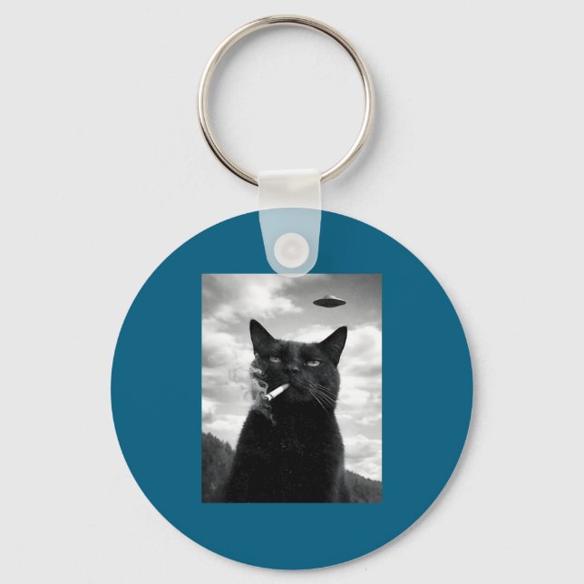 Shirt Cat Ufo Meme Selfie Alien Key Ring (Front)