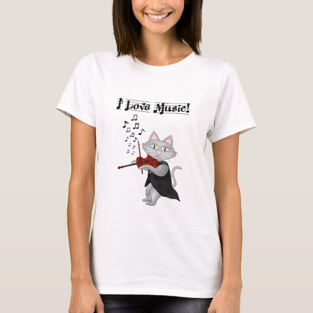 Shirt Cute Cats Love Music Musical Violin (Front)