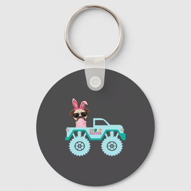 Shirt Easter Bearded Dragon Bunny Riding Key Ring (Front)