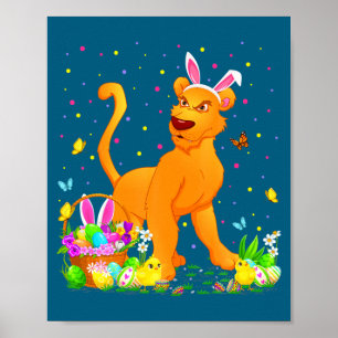 Shirt Easter Cougar Bunny Egg Hunting Poster