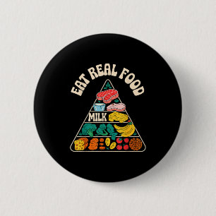 Shirt Eat Real Food Food Pyramid 6 Cm Round Badge