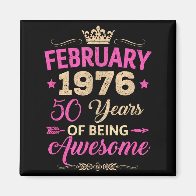 Shirt February 1976 50 Retro 50th Magnet (Front)