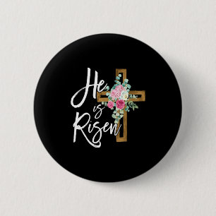 Shirt He Risen Jesus Christian Happy 6 Cm Round Badge