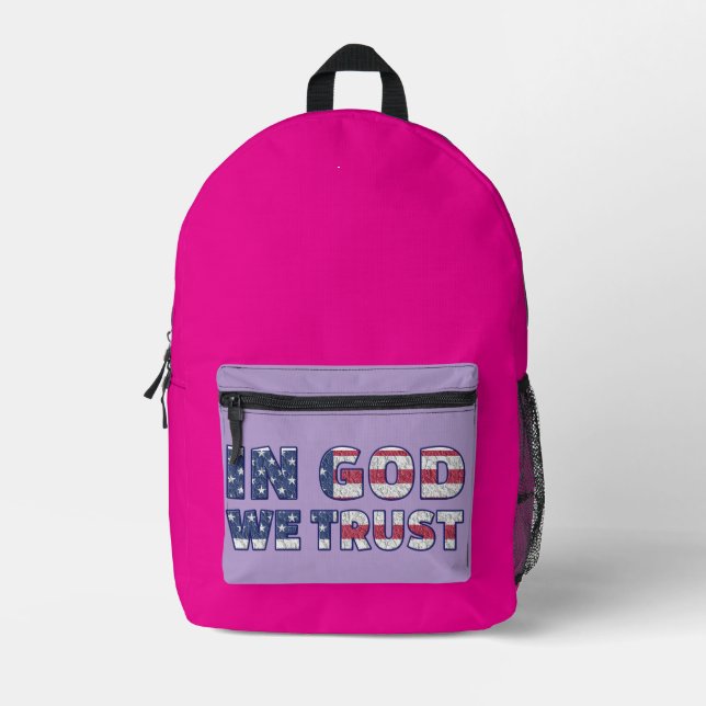 Shirt In God We Trust Printed Backpack (Front)