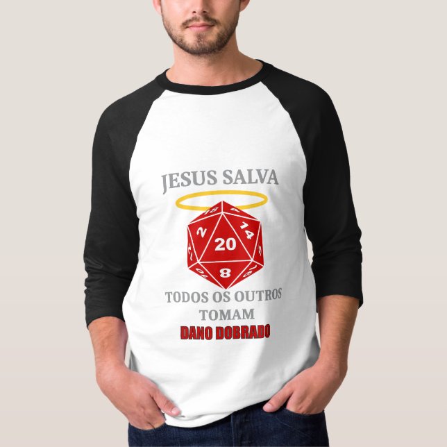 Shirt Jesus Salva — Everyone Else Takes Damage (Front)