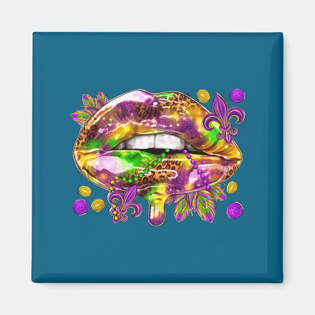 Shirt Lips Mardi Gras Carnival Fat Magnet (Front)