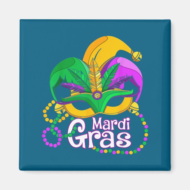 Shirt Mardi Gras Mask Feather Jester Magnet (Front)