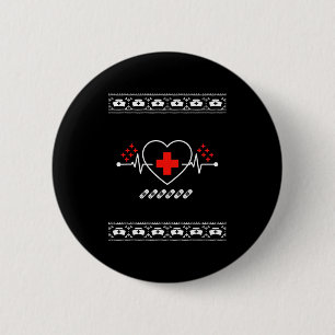 Shirt Nurse Heartbeat Heart Cross Bandage 6 Cm Round Badge