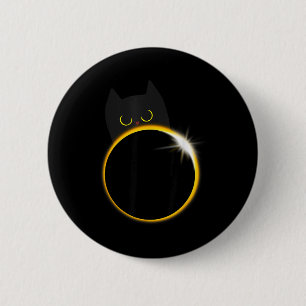 Shirt Solar Eclipse Black Cat Lover 6 Cm Round Badge