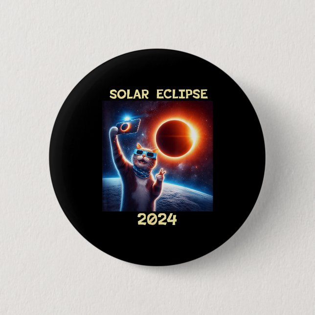 Shirt Solar Eclipse Cat 6 Cm Round Badge (Front)
