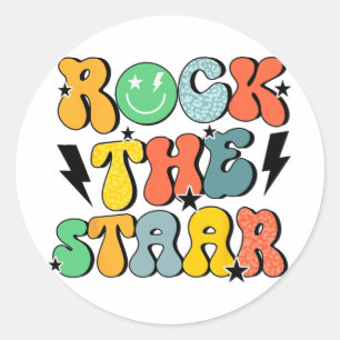 Shirt Test Day Rock The Funny Staar Test Squad  Classic Round Sticker