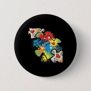 Shirt Tie Dye Puzzle Pieces Autism Awareness Men W 6 Cm Round Badge