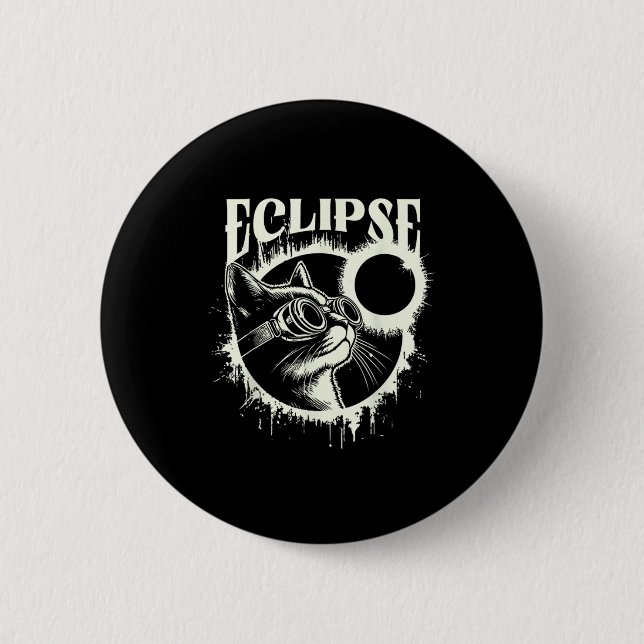 Shirt Total Solar Eclipse Cat Lover 6 Cm Round Badge (Front)