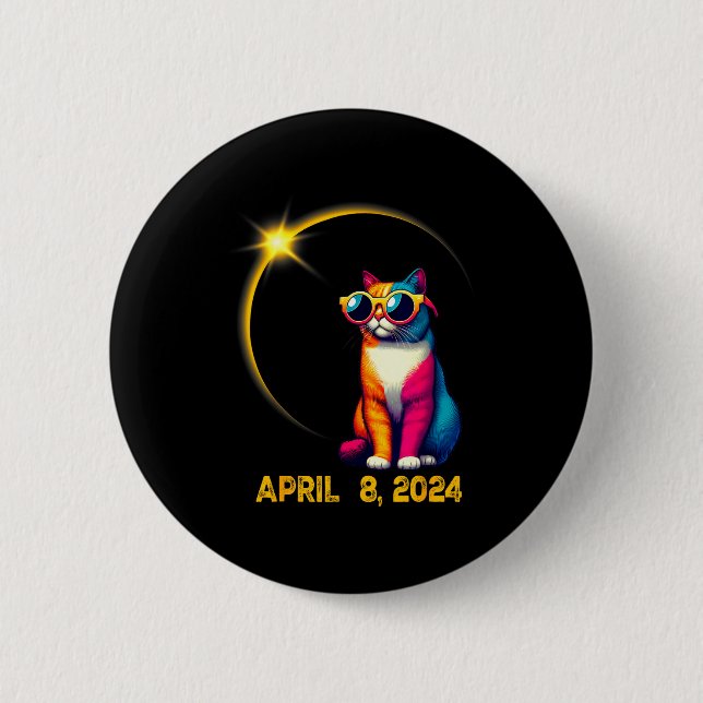 Shirt Total Solar Eclipse Cat Solar 6 Cm Round Badge (Front)