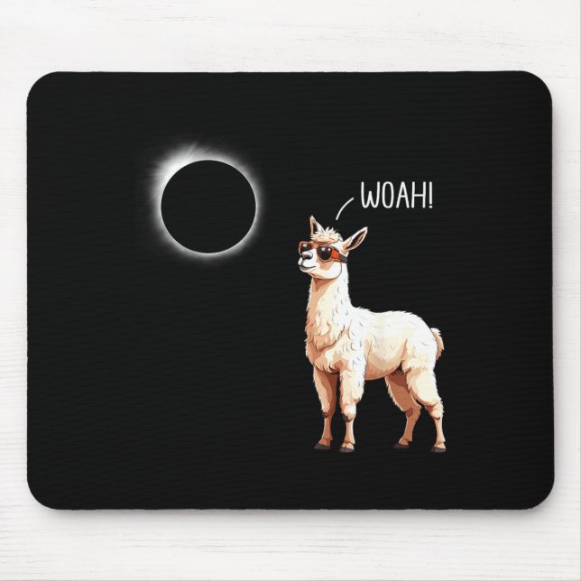 Shirt Total Solar Eclipse Llama Woah Mouse Pad (Front)