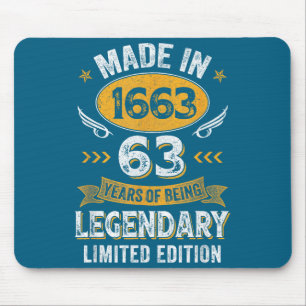 Shirt Vintage 1963 63 Old Birthday Mouse Pad