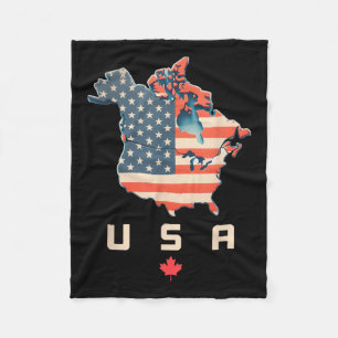 Shirt With Canada And Usa Map - Annexe America’s Fleece Blanket
