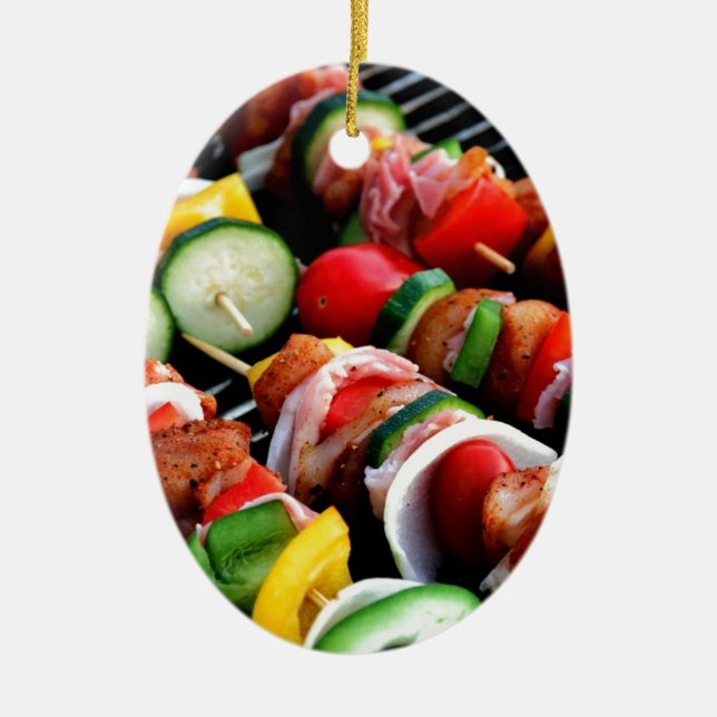 Shish Kebab Ceramic Tree Decoration (Front)