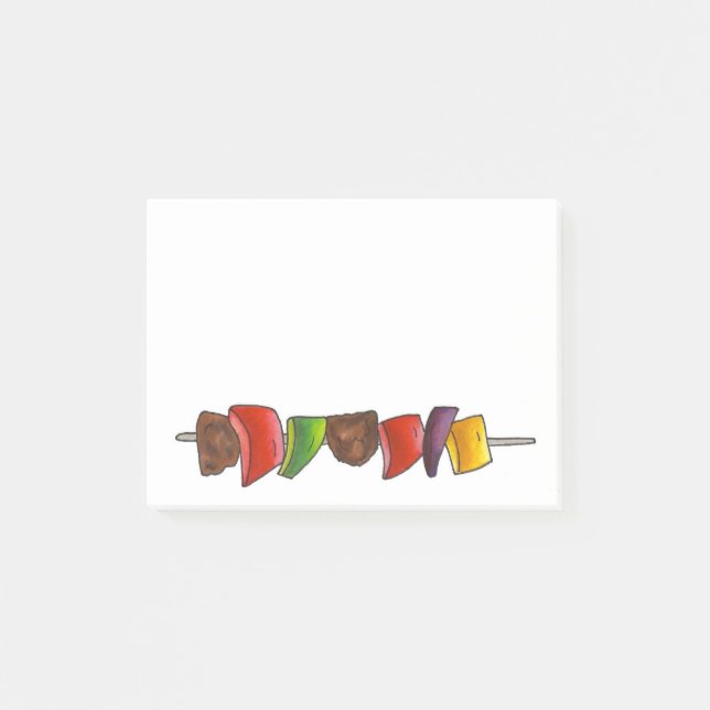 Shish Kebab Veggie Meat Skewer Grilling Cookout Post-it Notes (Front)