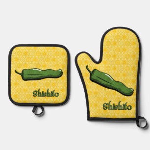 Shishito Chilli Pepper Oven Mitt & Pot Holder Set