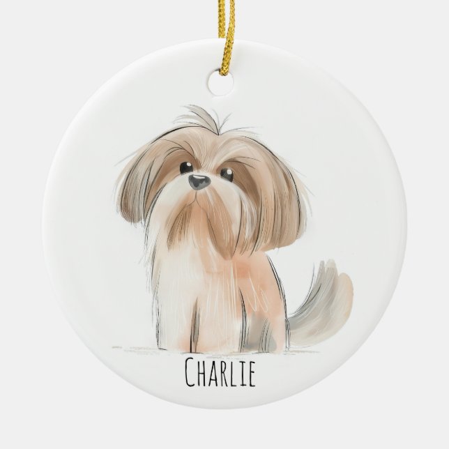 Shitzu Dog Ornament  (Front)