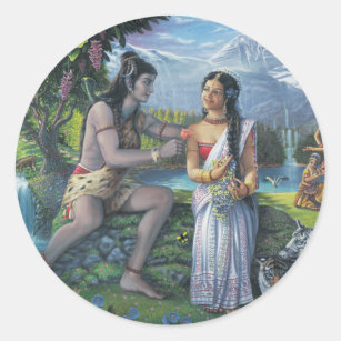 Shiva and Parvati - The All-Auspicious Couple Classic Round Sticker