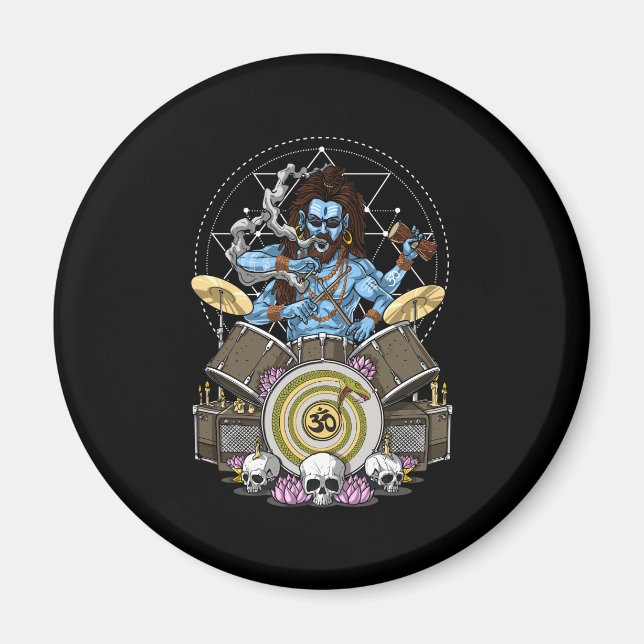 Shiva Heavy Metal Drummer Magnet (Front)