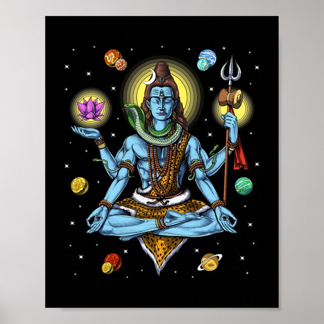 Shiva Hindu God Zen Yoga Meditation Hinduism Spiri Poster (Front)