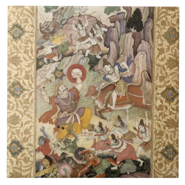 Shiva killing the Demon Andhaka, c.1585-90 Tile (Front)