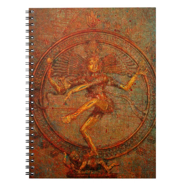 Shiva On Distressed Background Overlay Spiral Notebook (Front)