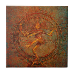 Shiva On Distressed Background Overlay Tile