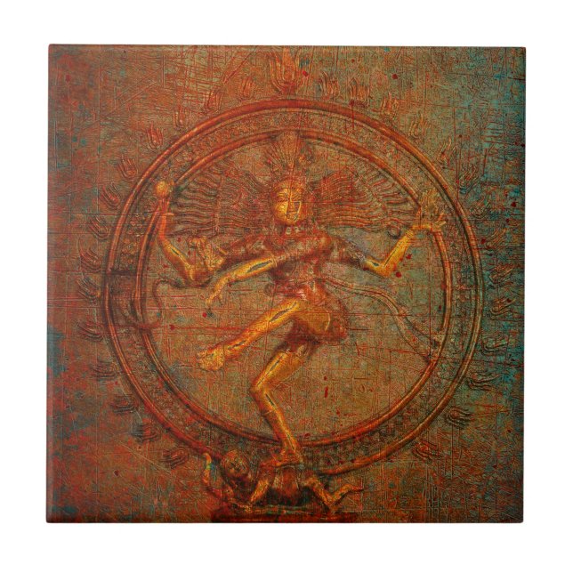 Shiva On Distressed Background Overlay Tile (Front)