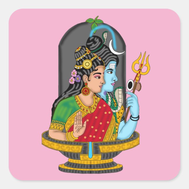 Shiva Parvati Divine Couple Sticker – Eternal Love (Front)