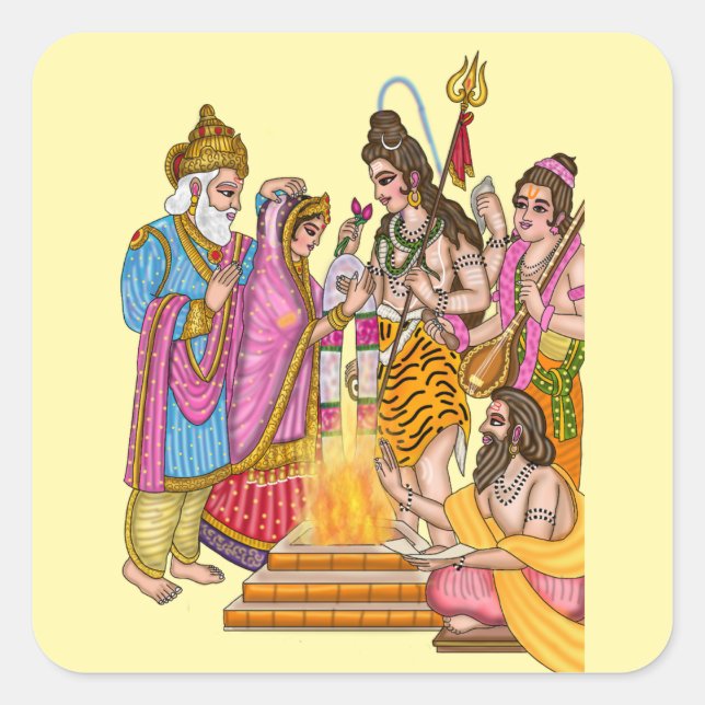 Shiva Parvati Marriage Sticker  (Front)
