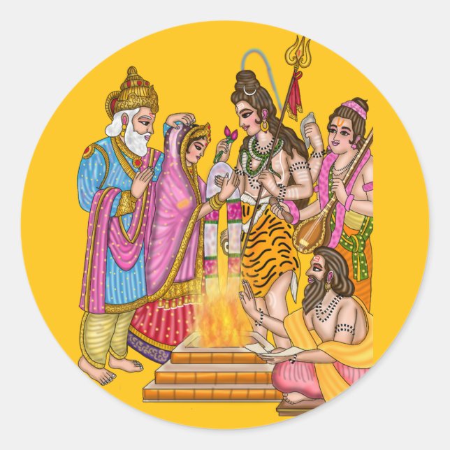 Shiva Parvati Marriage Sticker  (Front)
