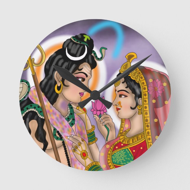 Shiva Parvati Wall Clock (Front)