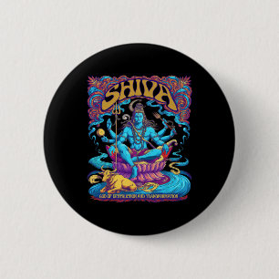 Shiva Print Hindu God Mens Womens Spiritual Tops 6 Cm Round Badge