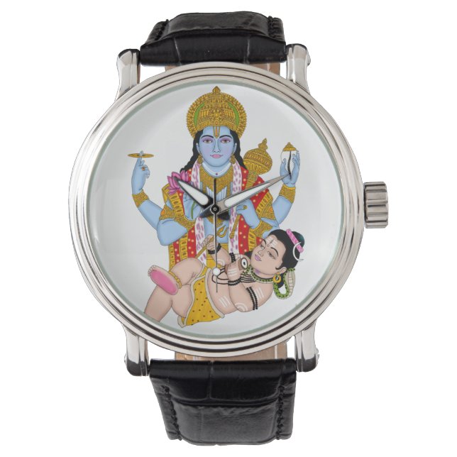 Shiva & Vishnu Clock – Divine Wall Decor & Home De Watch (Front)