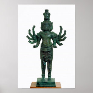 Shiva with many arms and heads, Angkor Poster