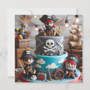 SHIVER ME TIMBERS PIRATES THEMED BIRTHDAY CAKE  INVITATION