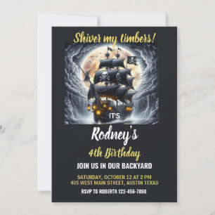 Shiver My Timbers Pirate Theme Birthday Invitation