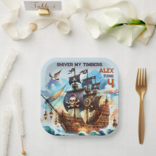 Shiver My Timbers Pirate Theme Paper Plate